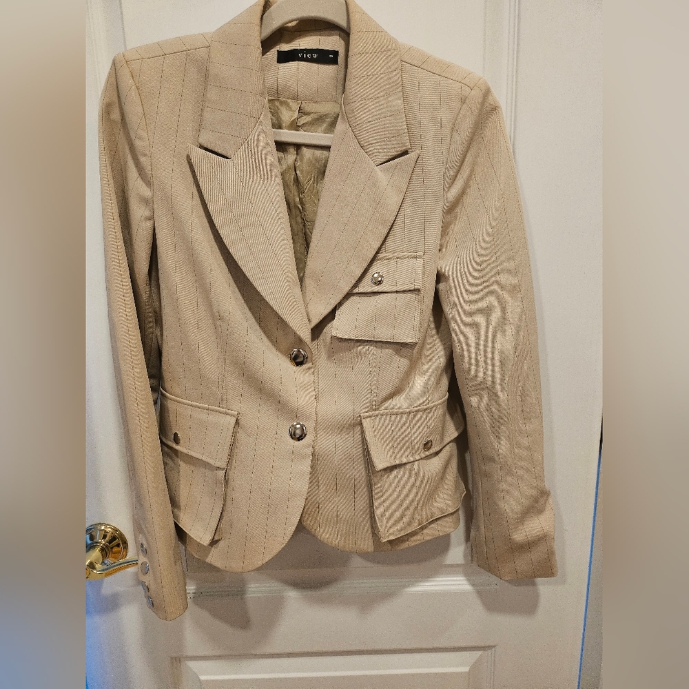 View Beige Women's Blazer W Stripe Size 8